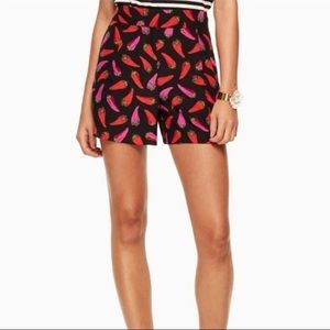 Kate Spade Hot Pepper Fluid 100% Silk High Waisted Shorts Size 4 Like New